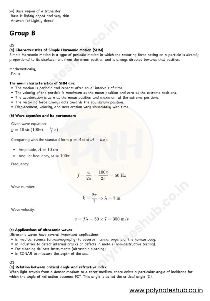 PDF of Applied Physics-2 2025 Question Paper Solution | Handwritten Type Solution - poly notes hub