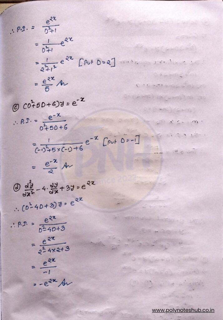 2nd Order Differential Equation Solution using Particular Integral (PI) | Part 2 - Poly Notes Hub