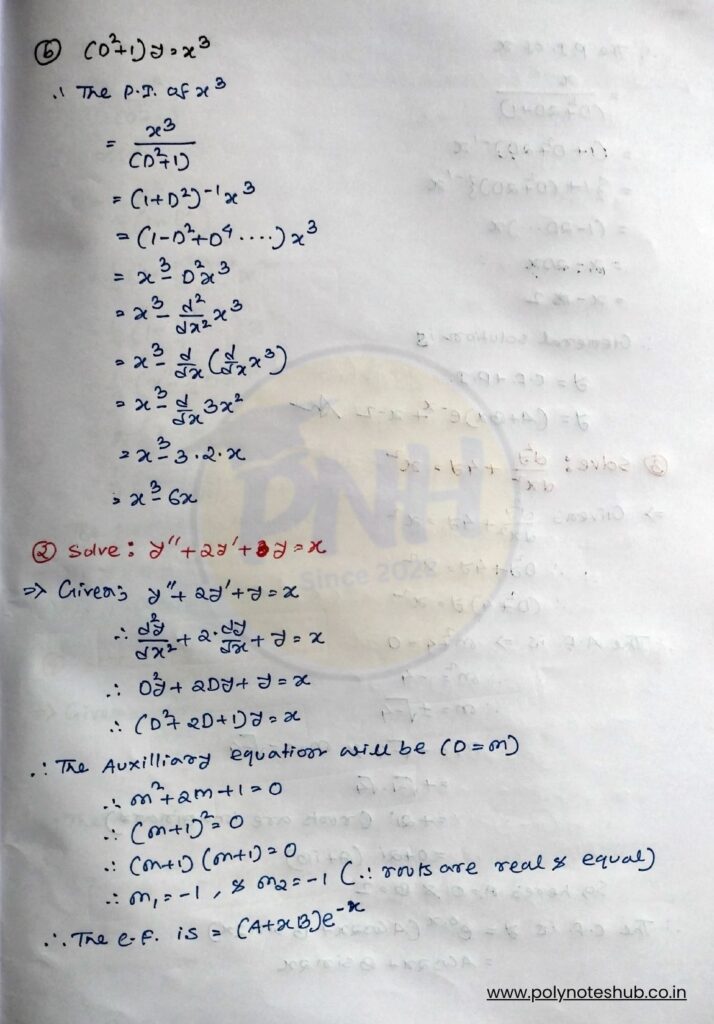 2nd Order Differential Equation Solution using Particular Integral (PI) | New Topic - Poly Notes Hub