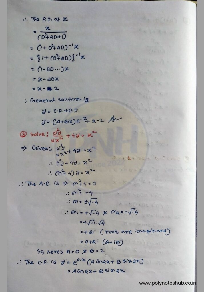 2nd Order Differential Equation Solution using Particular Integral (PI) | New Topic - Poly Notes Hub