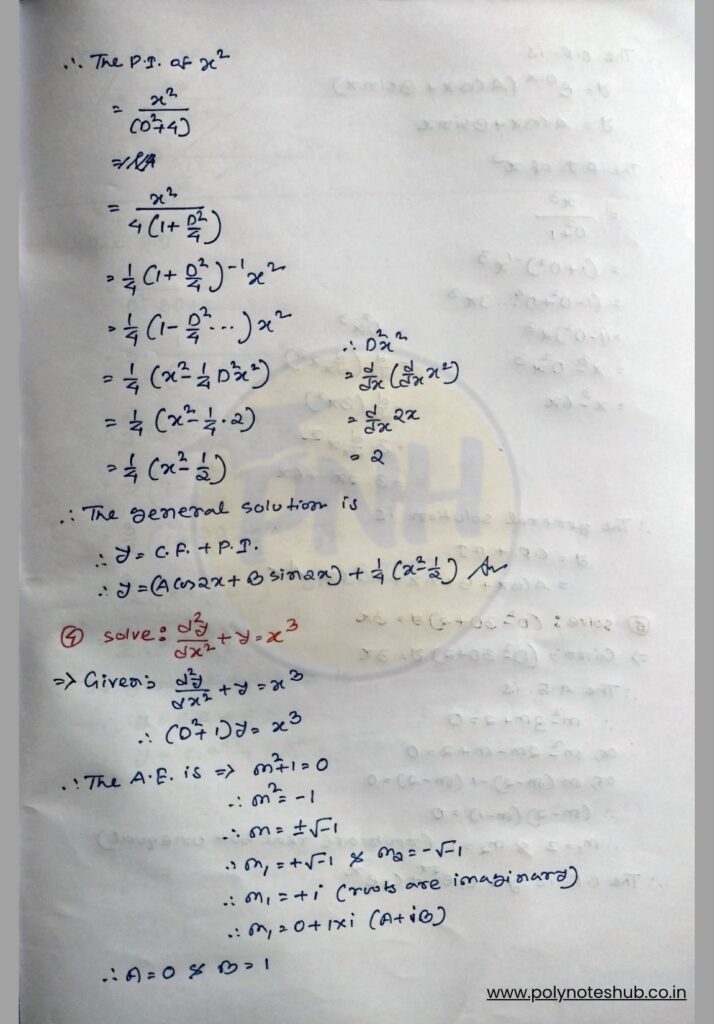 2nd Order Differential Equation Solution using Particular Integral (PI) | New Topic - Poly Notes Hub