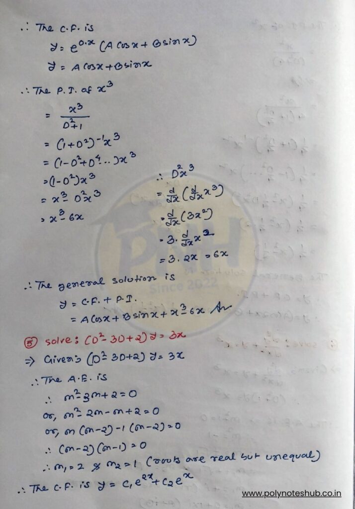 2nd Order Differential Equation Solution using Particular Integral (PI) | New Topic - Poly Notes Hub