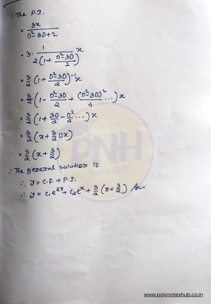 2nd Order Differential Equation Solution using Particular Integral (PI) | New Topic - Poly Notes Hub