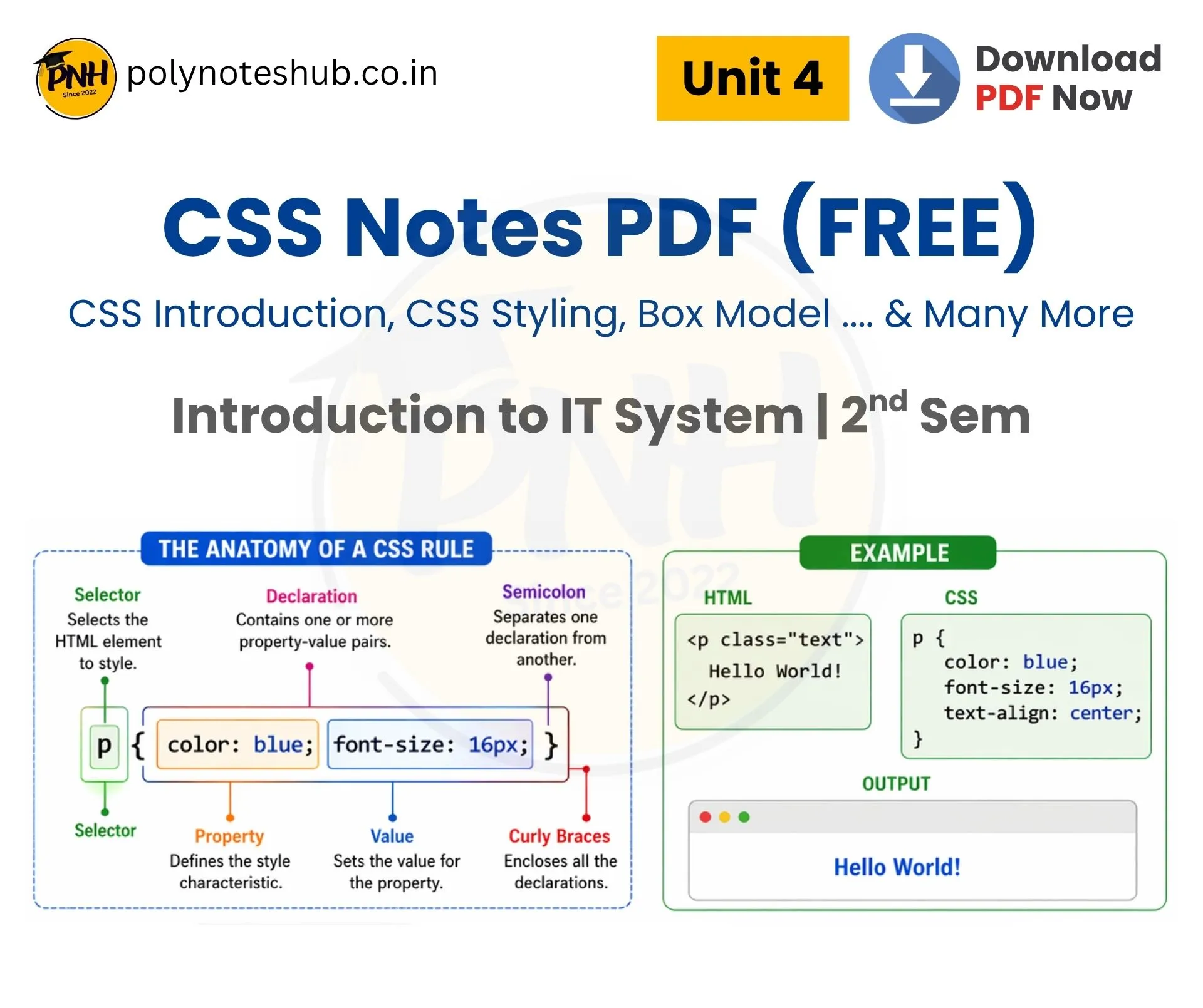 Download css notes pdf absolutely Free - poly notes hub