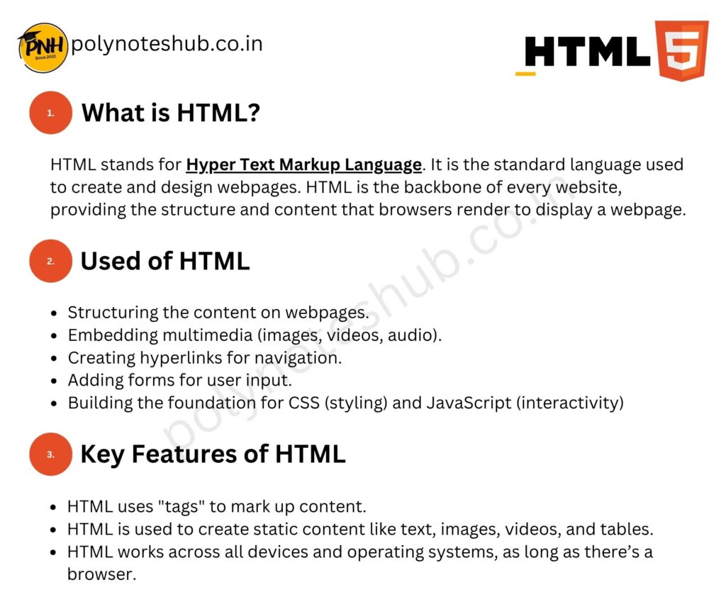 HTML Handwritten Notes PDF | Free Download | New Topic - Poly Notes Hub