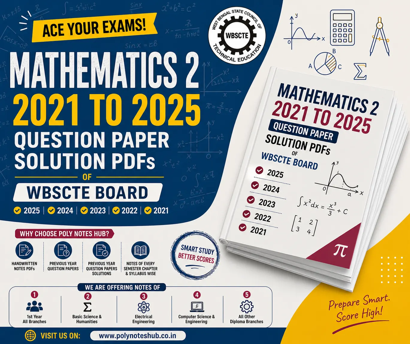Download Last 5 Years Mathematics 2 Question Papers Solutions PDF of WBSCTE Board - poly notes hub