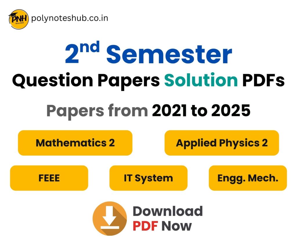 Last 5 Years Question Papers Solutions PDFs of Diploma 2nd Semester of WBSCTE Board or WBSCT&VE&SD Board - poly notes hub