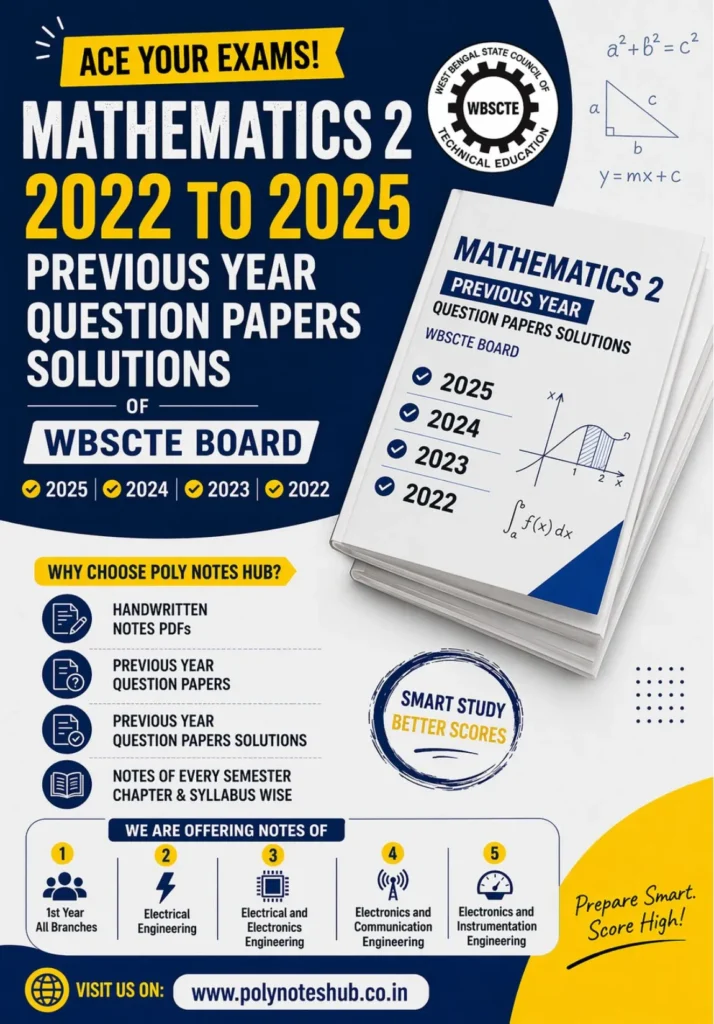 Download Last 5 Years Mathematics 2 Question Papers Solutions PDF of WBSCTE Board - poly notes hub