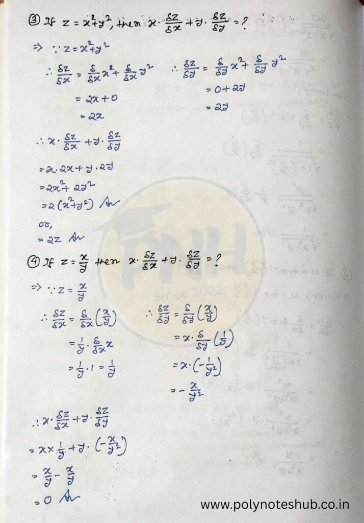 Partial Differentiation Problems and Solutions PDF | New Topic - Poly Notes Hub