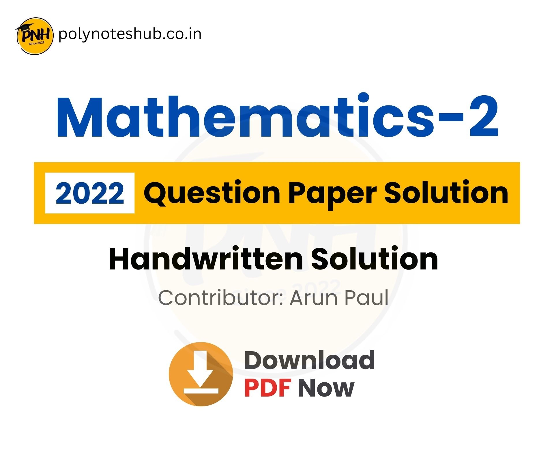 WBSCTE Mathematics 2 2022 Question Paper Solution PDF | New Topic Poly Notes Hub WBSCTE Mathematics 2 2022 Question Paper Solution PDF - Step by Step solution pdf - poly notes hub
