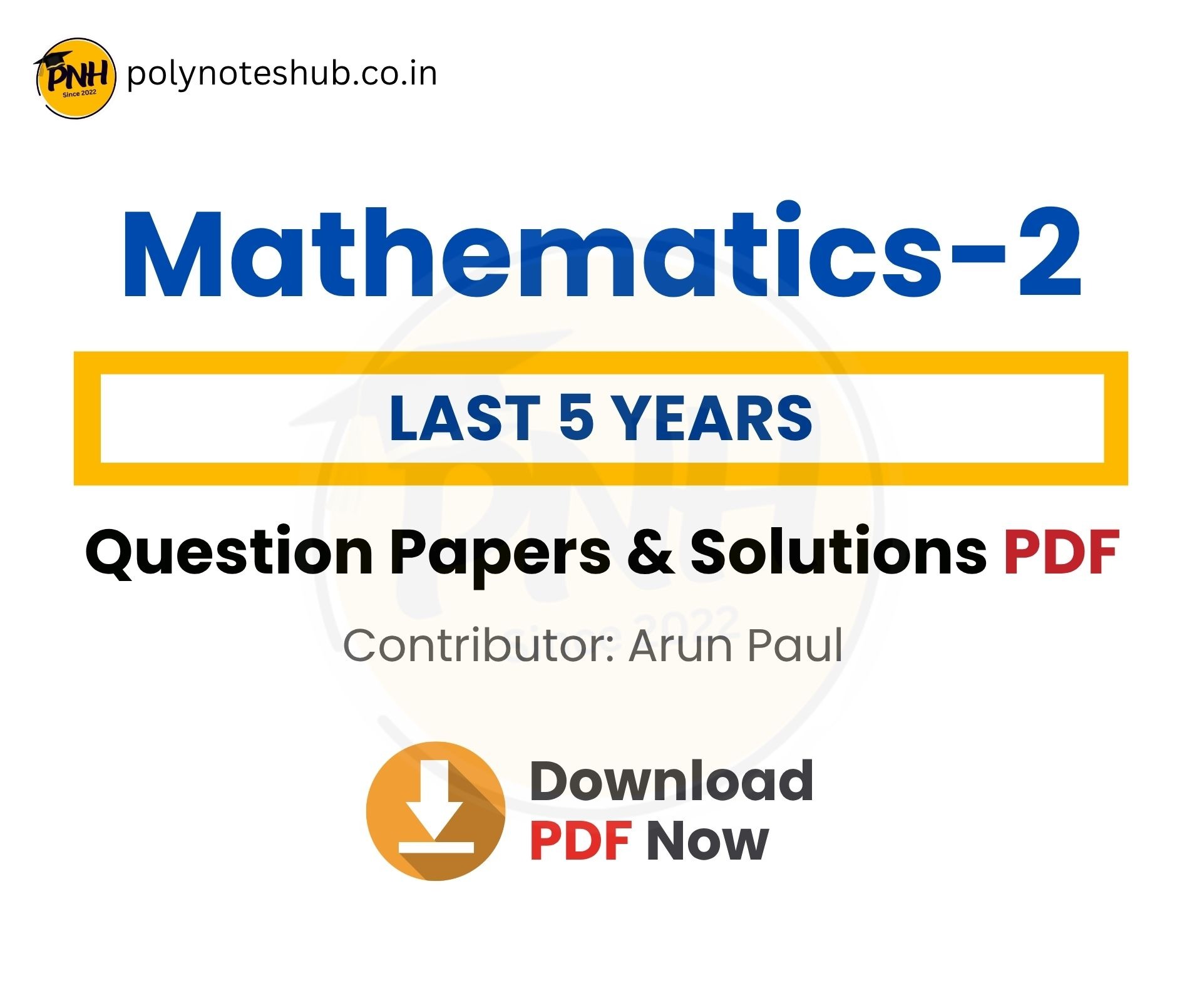 Download Last 5 Years Mathematics 2 Question Papers Solutions PDF of WBSCTE Board - poly notes hub