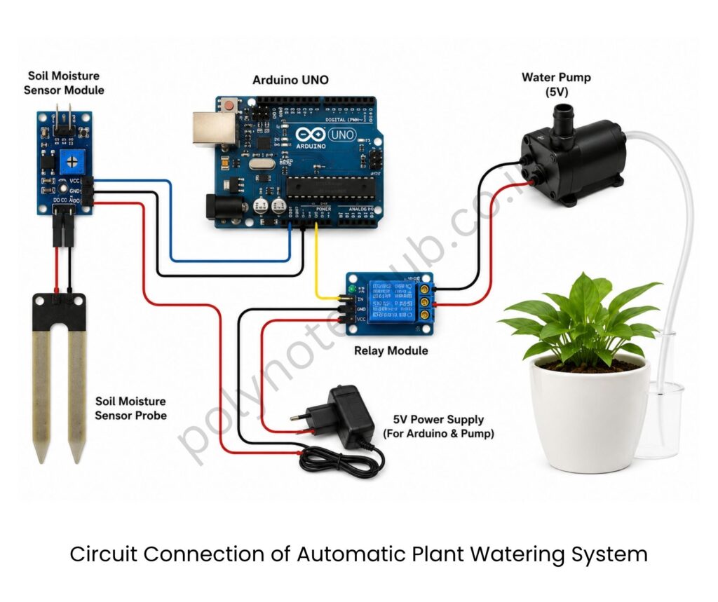 Automatic Plant Watering System Using Arduino and Soil Moisture Sensor - poly notes hub
