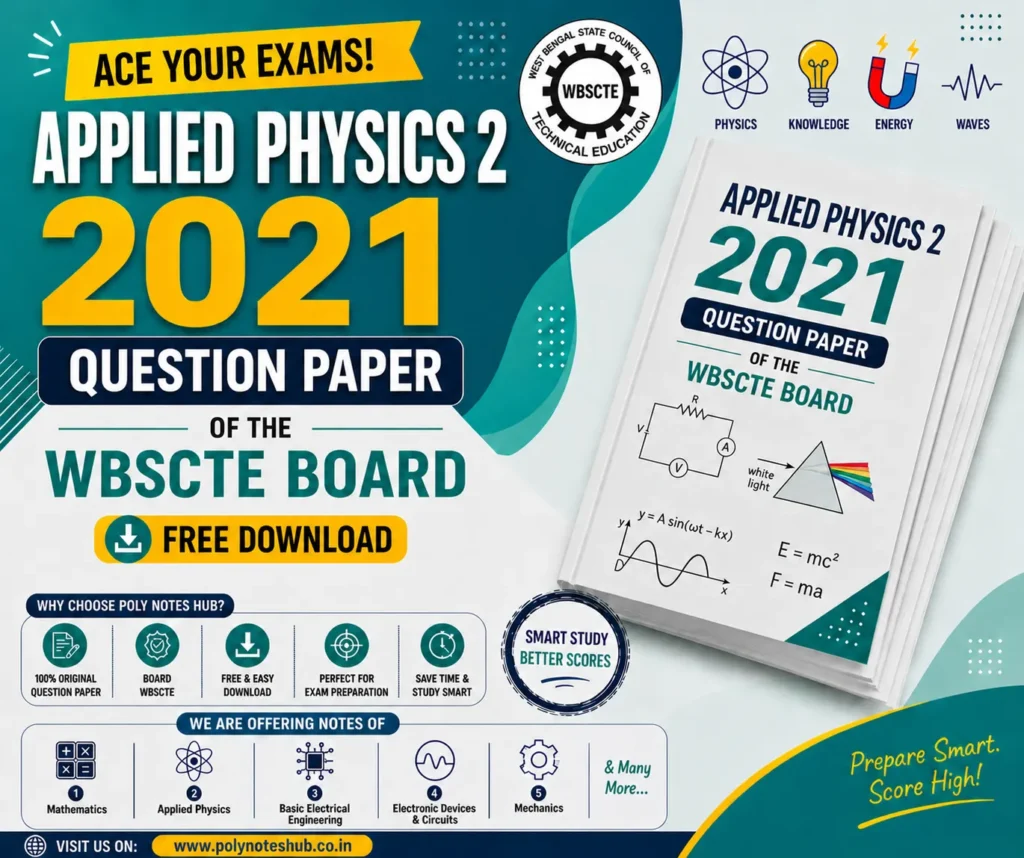 Download Applied Physics 2 2021 Question Paper of WBSCTE Board Free PDF - poly notes hub