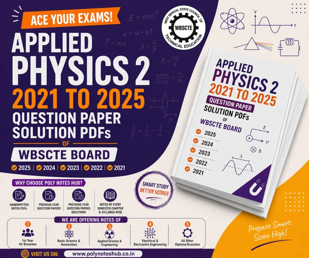 Download Applied Physics 2 2021 to 2025 Question Papers Solution PDF of WBSCTE Board - poly notes hub