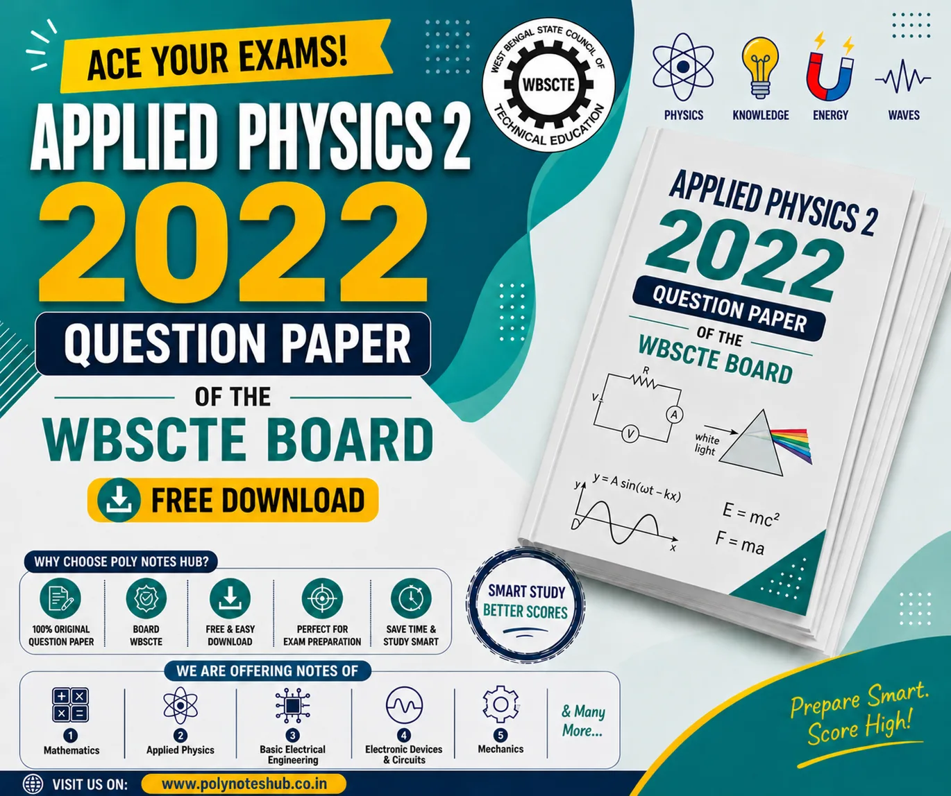 Download Applied Physics 2 2022 Question Paper of WBSCTE Board Free PDF - poly notes hub