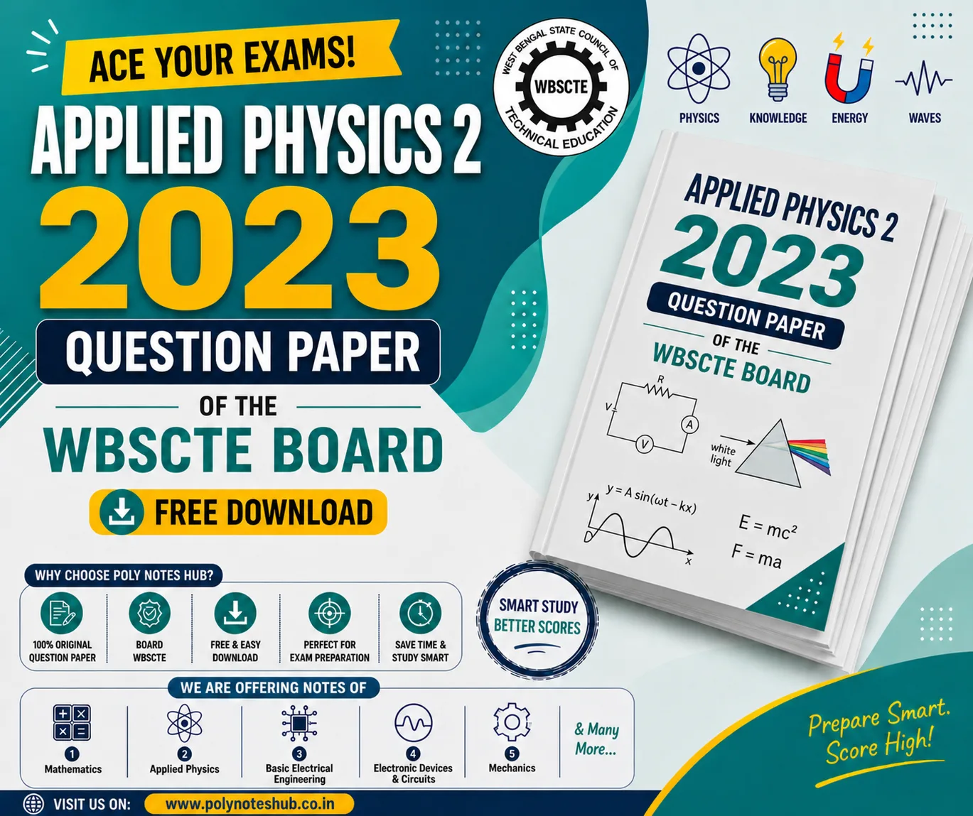 Download Applied Physics 2 2023 Question Paper of WBSCTE Board Free PDF - poly notes hub