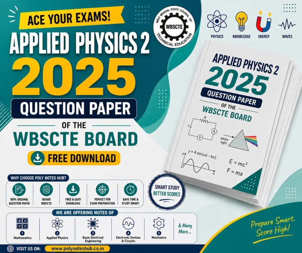 Download Applied Physics 2 2025 Question Paper of WBSCTE Board Free PDF - poly notes hub