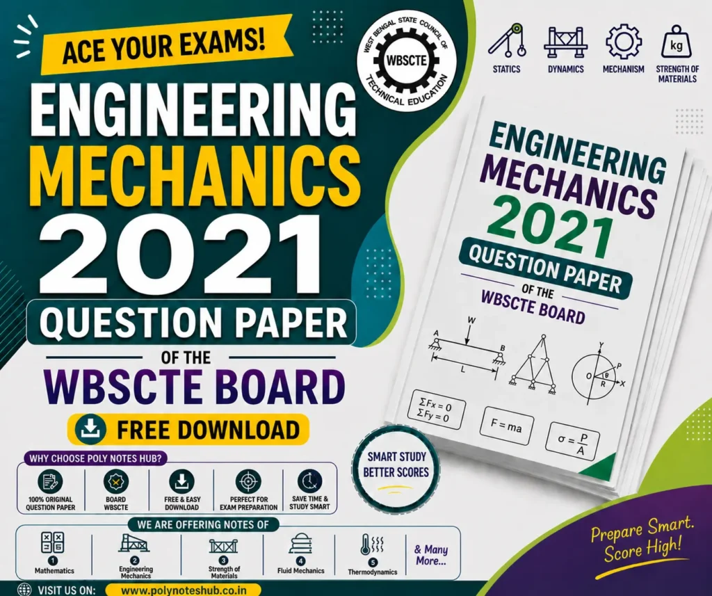Download Engineering Mechanics 2021 Question Paper PDF of WBSCTE Board - Poly Notes Hub
