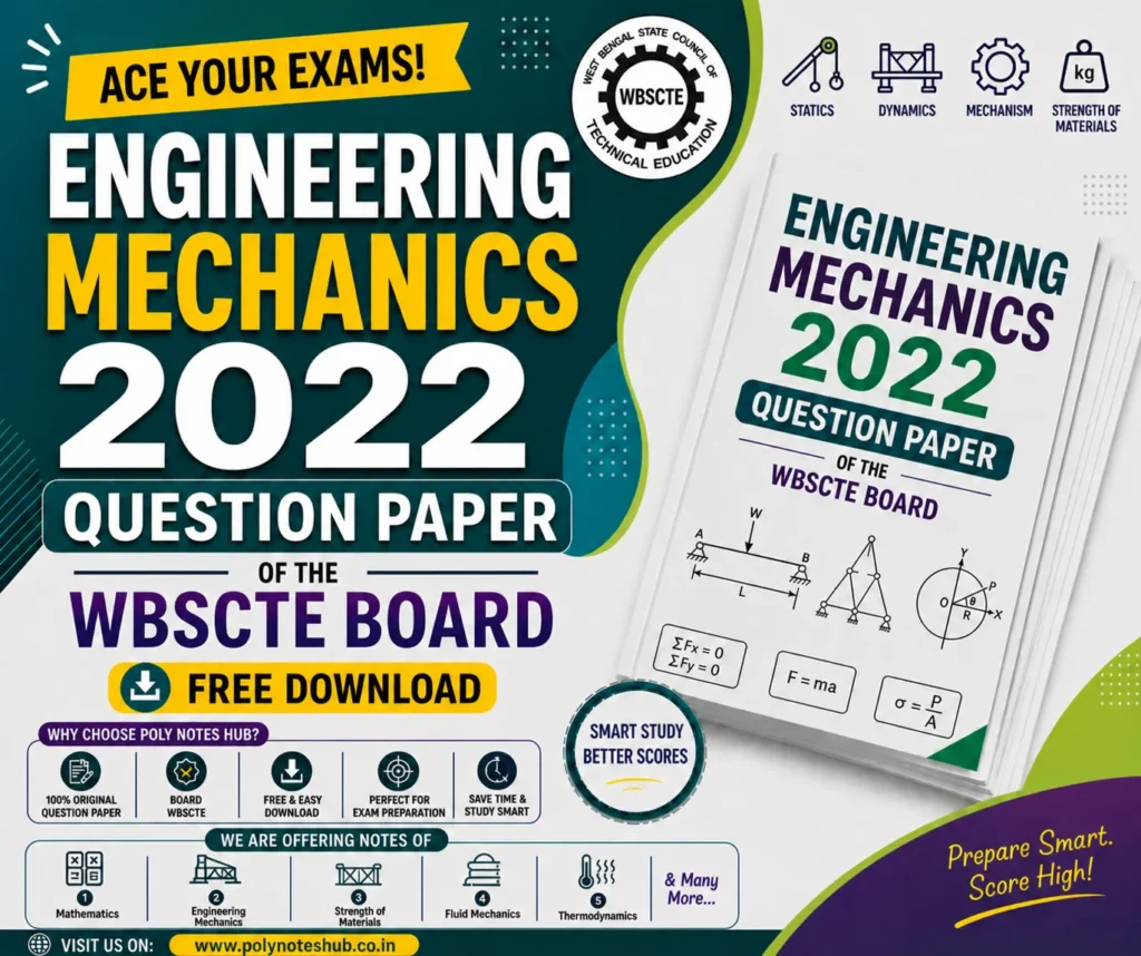 Download Engineering Mechanics 2022 Question Paper PDF of WBSCTE Board - Poly Notes Hub