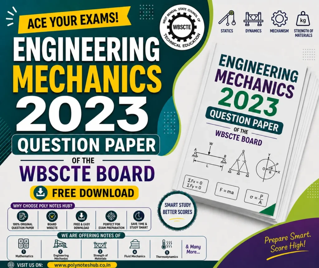 Download Engineering Mechanics 2023 Question Paper PDF of WBSCTE Board - Poly Notes Hub