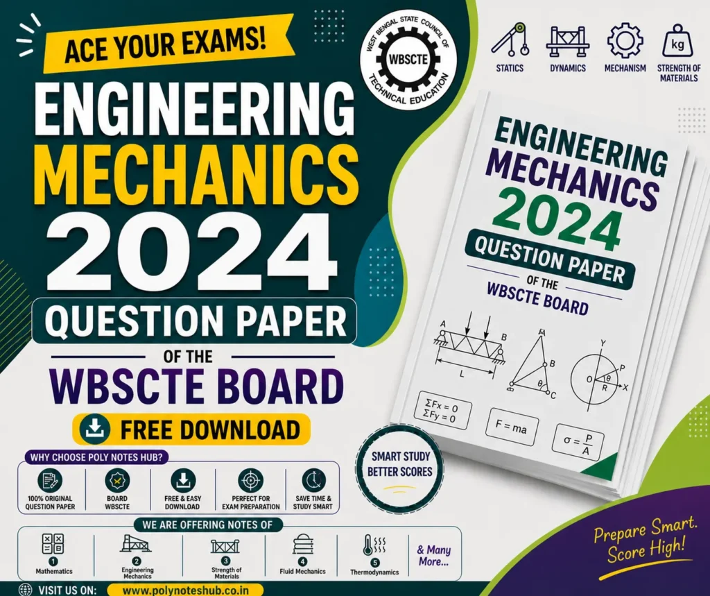 Download Engineering Mechanics 2024 Question Paper PDF of WBSCTE Board - Poly Notes Hub