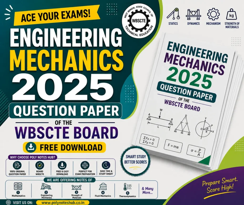 Download Engineering Mechanics 2025 Question Paper PDF of WBSCTE Board - Poly Notes Hub