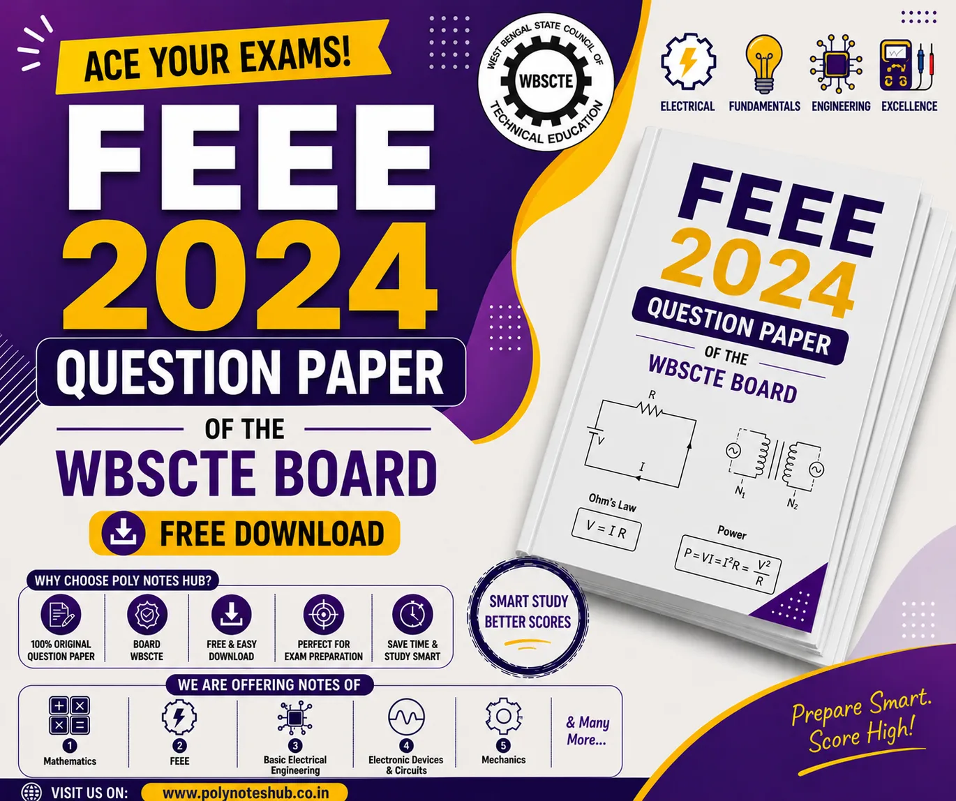 Download FEEE 2024 Question Paper PDF of WBSCTE Board - Poly Notes Hub