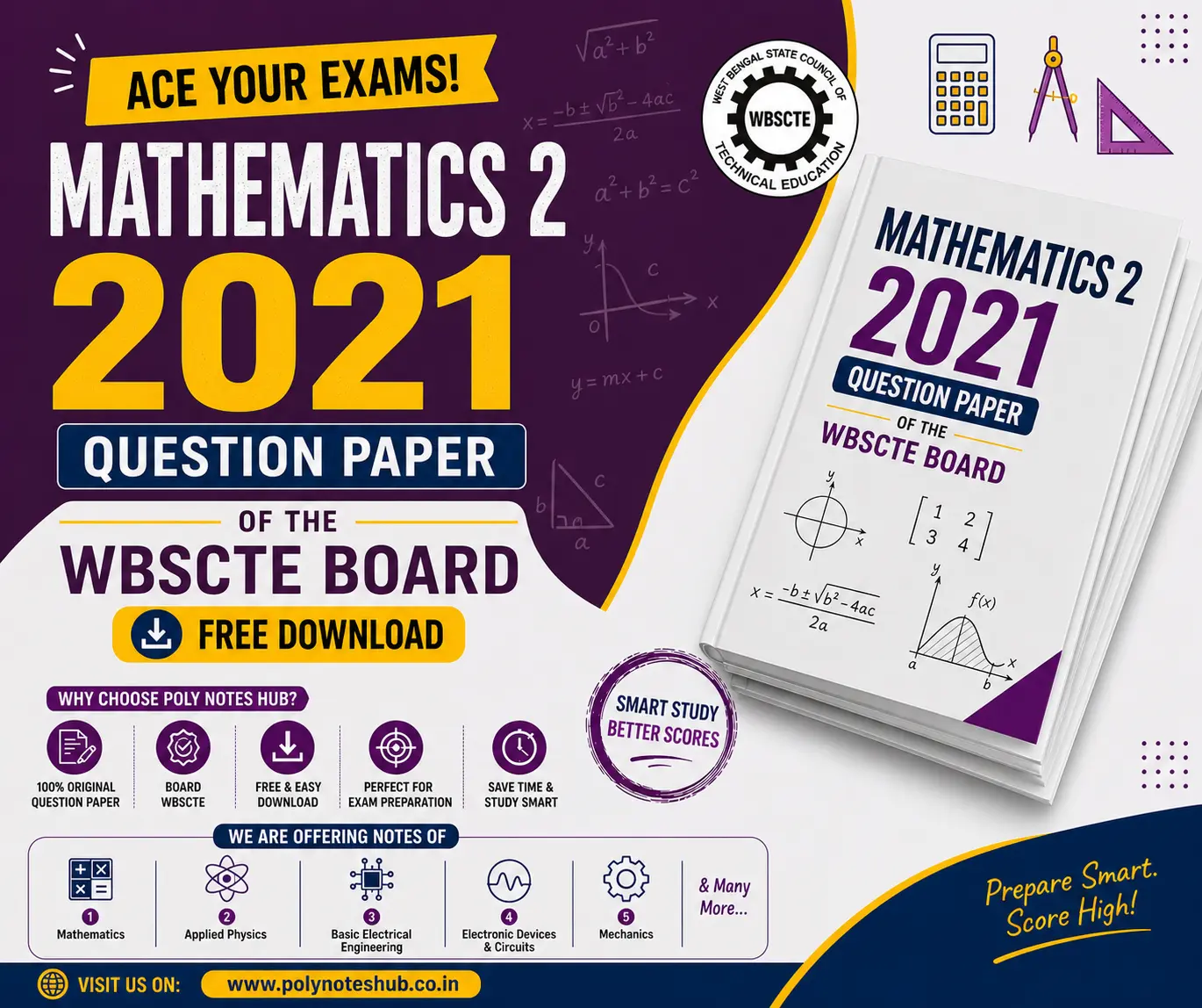 Download Mathematics 2 2021 Question Paper of WBSCTE Board | Free PDF - Poly Notes Hub