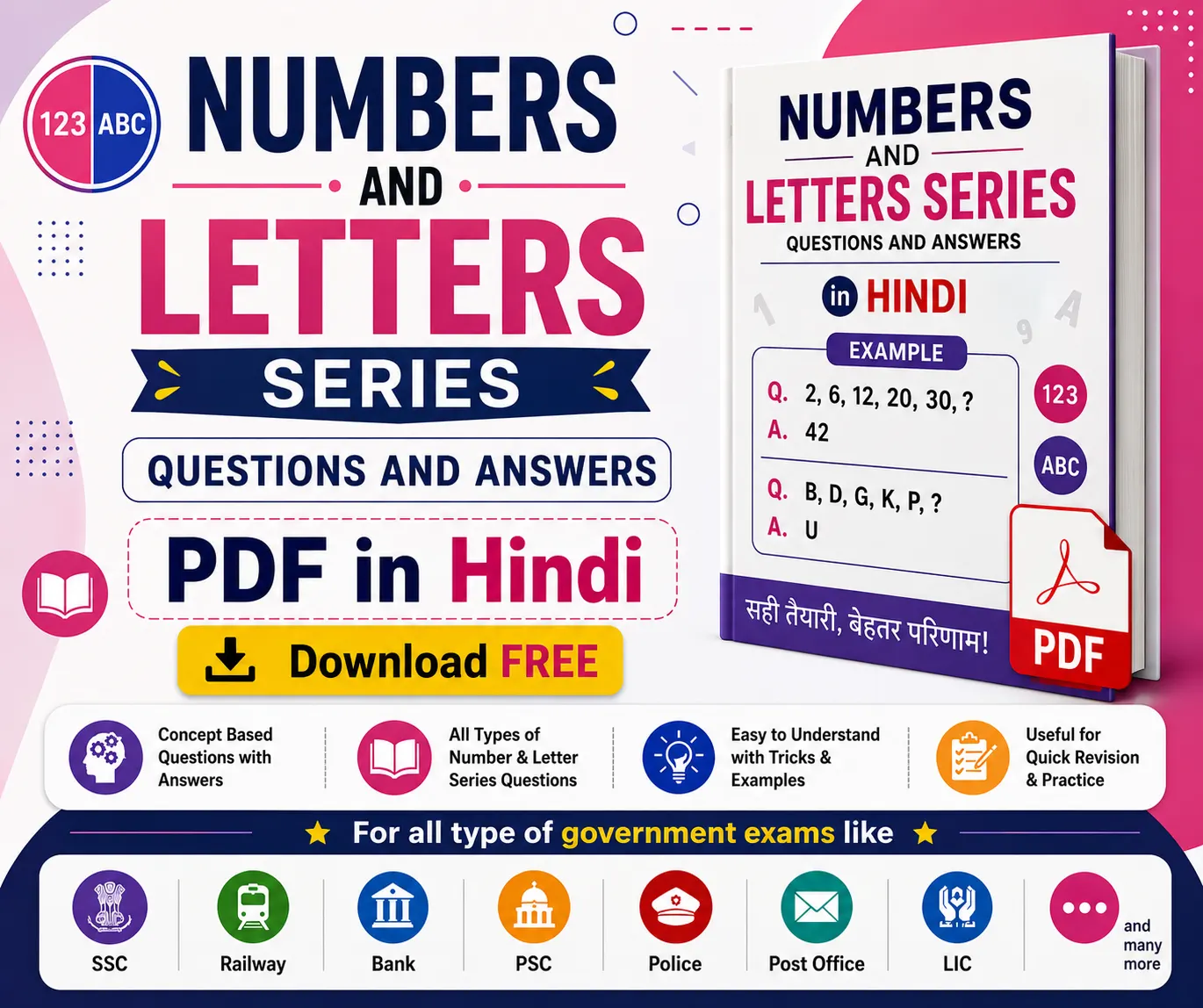Number and Letters Series Questions and Answers PDF in Hindi - Free Download - poly notes hub