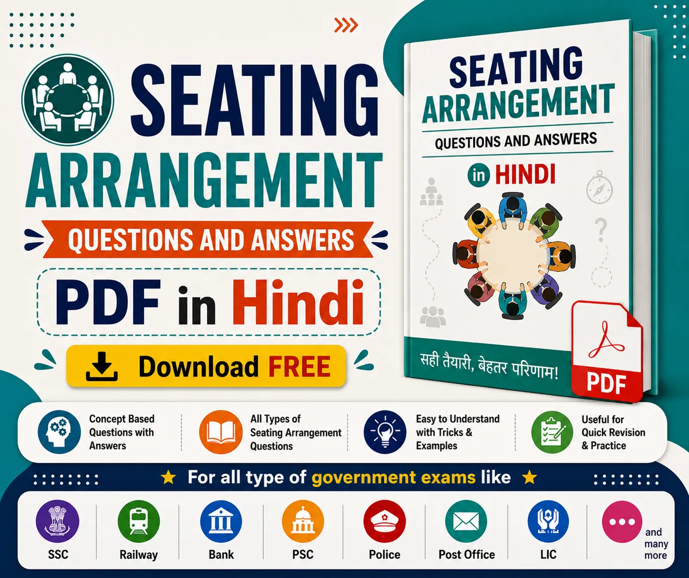 Seating Arrangement Questions and Answers PDF in Hindi - Free Download - poly notes hub
