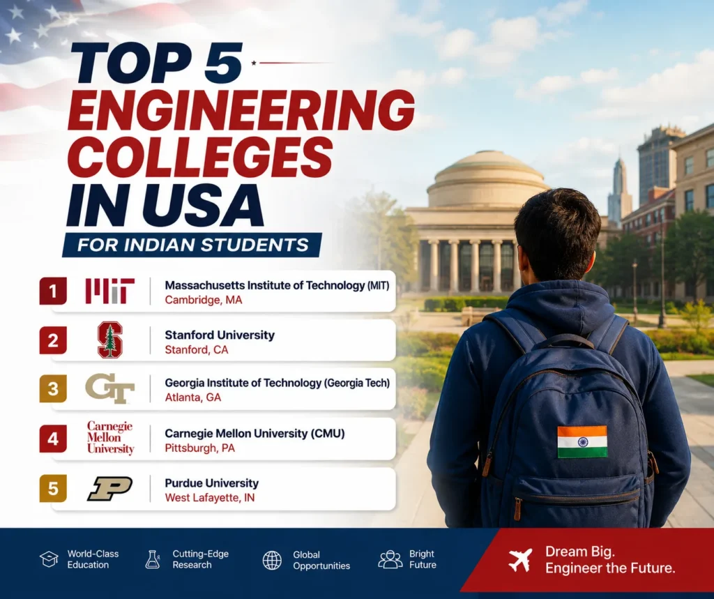 Top 5 Engineering Colleges in USA for Indian Students | New Topic Poly Notes Hub Top 5 Best Engineering Colleges in USA for Indian Students - Poly Notes Hub
