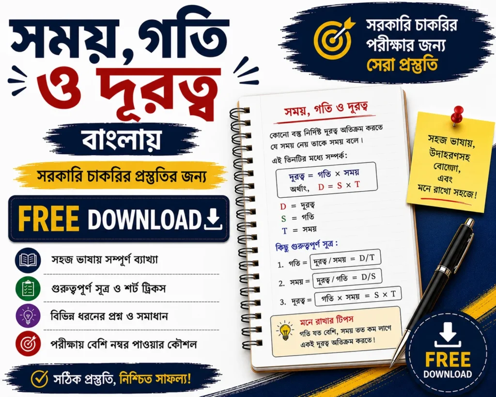Time Speed and Distance Math in Bengali Free Download | Quantitative Aptitude PDFs Questions with Answers - Poly Notes Hub