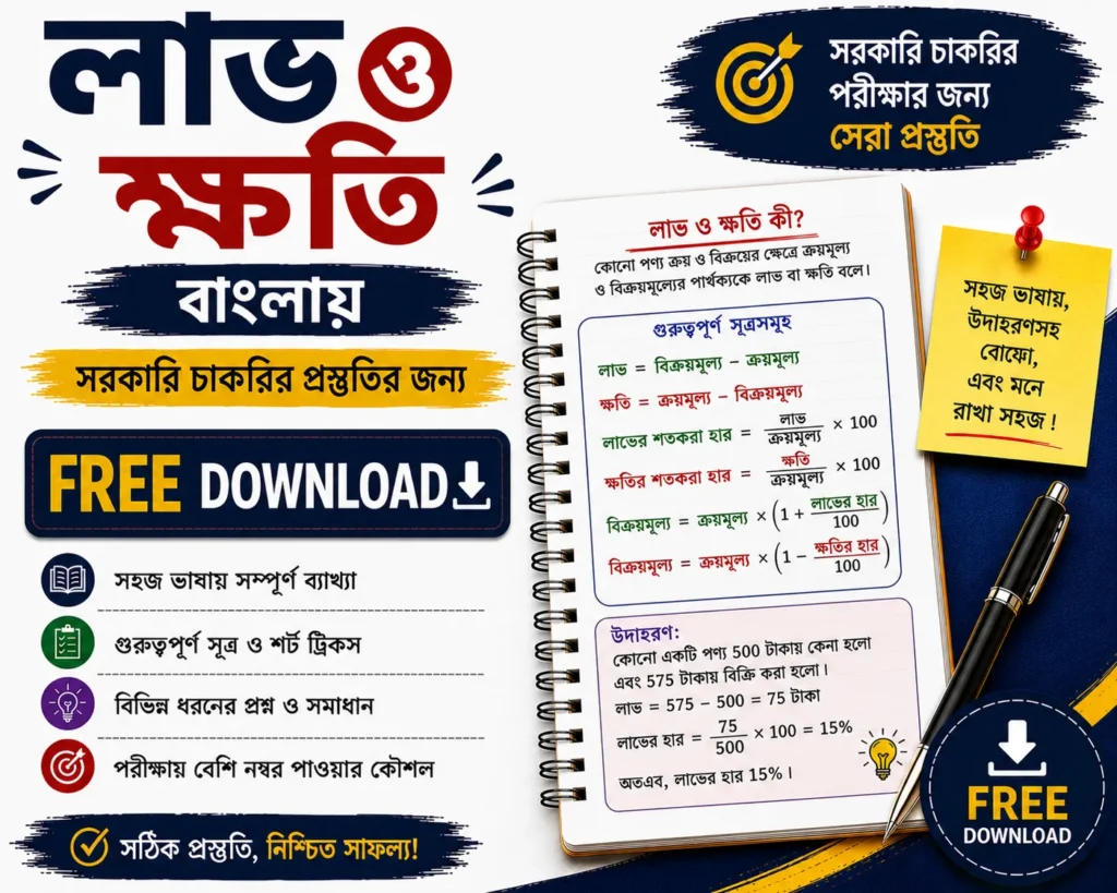 Profit and Loss Math in Bengali Free Download | Quantitative Aptitude PDFs Questions with Answers - Poly Notes Hub