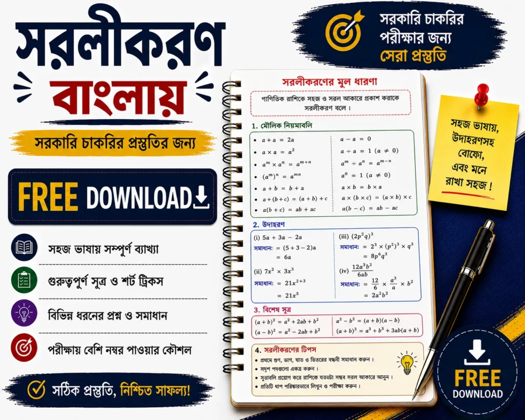 Simplification Math in Bengali Free Download | Quantitative Aptitude PDFs Questions with Answers - Poly Notes Hub