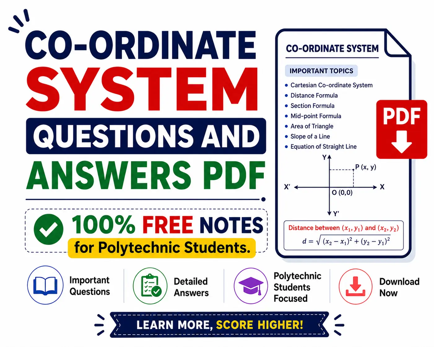 Co-Ordinate System Questions and Answers PDF | 100% Free of WBSCTE Board Poly Notes Hub Download Co-Ordinate System Questions and Answers PDF 100% Free Notes from Mathematics 1 - Poly Notes Hub