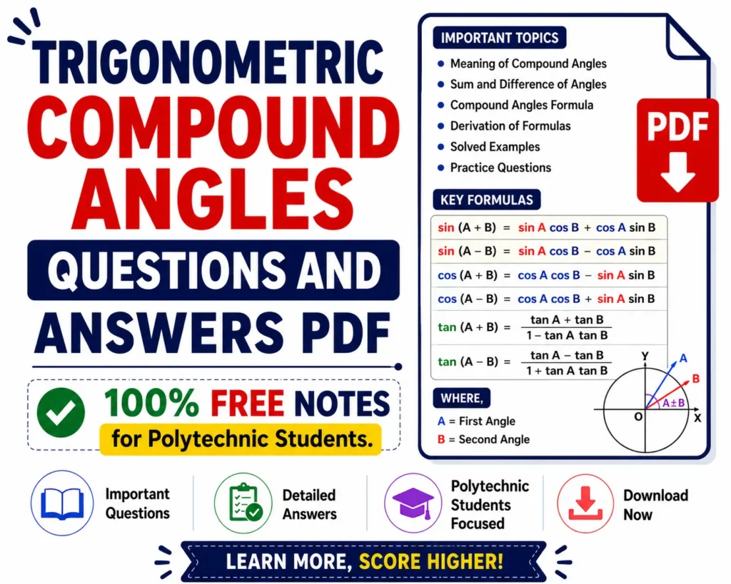 Download Trigonometric Compound Angles Questions and Answers PDF 100% Free Notes from Mathematics 1 - Poly Notes Hub