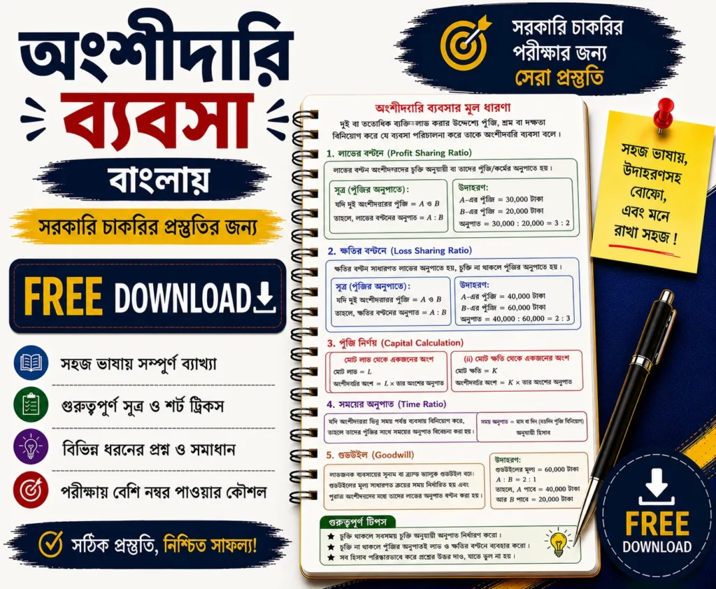 Partnership Math in Bengali Free Download Quantitative Aptitude PDFs - Poly Notes Hub