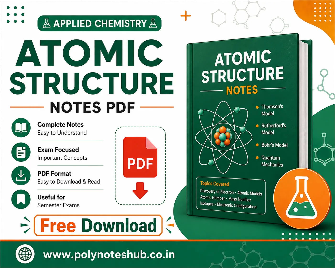 Atomic Structure Notes PDF | Applied Chemistry Free Study Materials - Poly Notes Hub