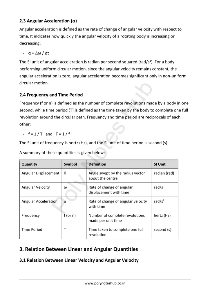 Circular Motion Notes PDF | Applied Physics 1 Free Study Materials - Poly Notes Hub