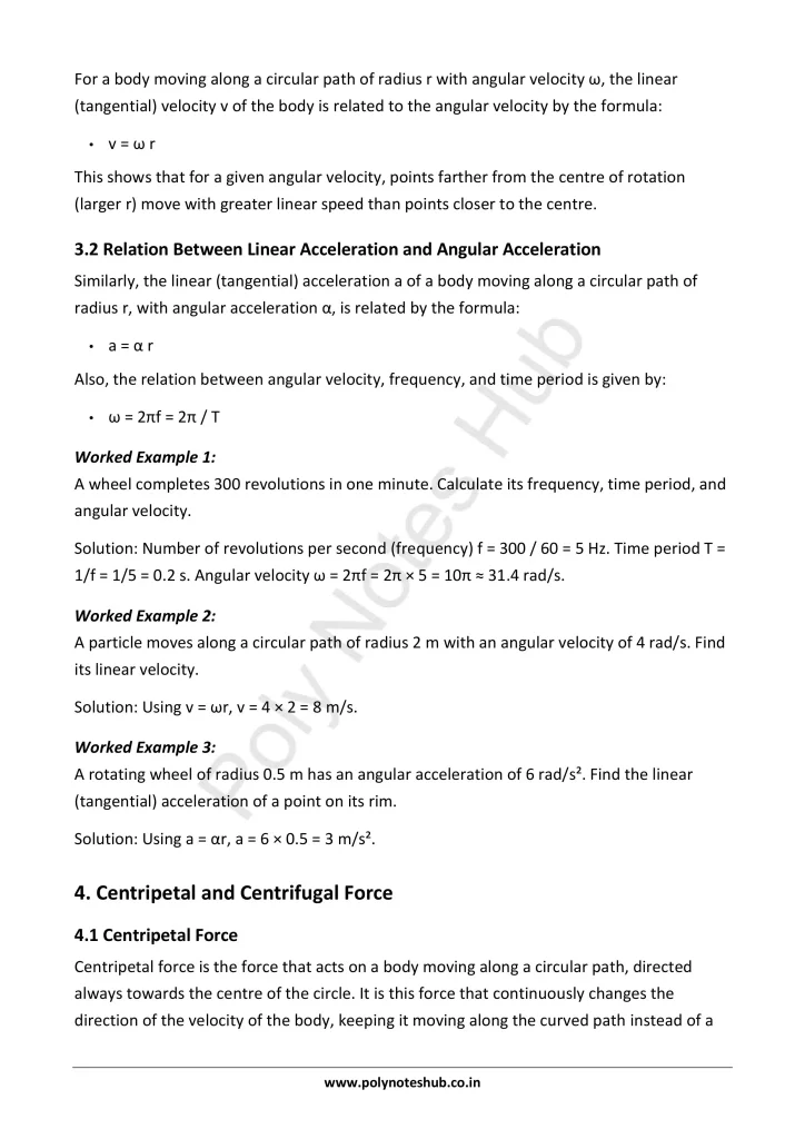 Circular Motion Notes PDF | Applied Physics 1 Free Study Materials - Poly Notes Hub