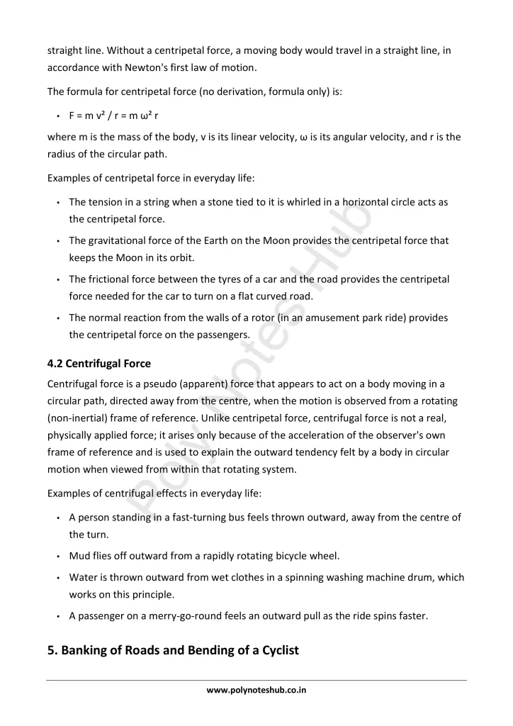 Circular Motion Notes PDF | Applied Physics 1 Free Study Materials - Poly Notes Hub