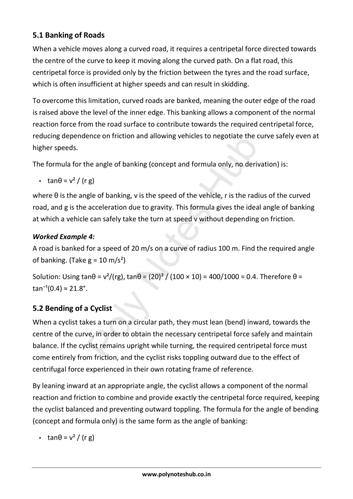 Circular Motion Notes PDF | Applied Physics 1 Free Study Materials - Poly Notes Hub