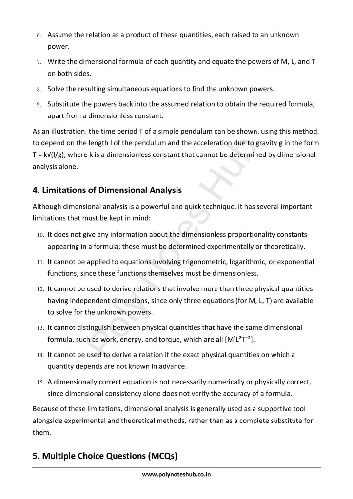 Dimensions and Dimensional Formulas Notes PDF | Applied Physics 1 Free Study Materials - Poly Notes Hub