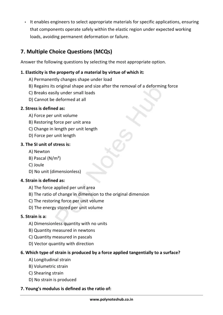Elasticity Notes PDF - Hooke's Law | Applied Physics 1 Free Study Materials Poly Notes Hub Elasticity Notes PDF - Hooke's Law | Applied Physics 1 Free Study Materials - Poly Notes Hub