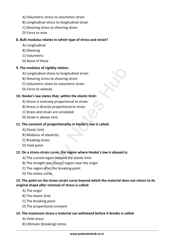 Elasticity Notes PDF - Hooke's Law | Applied Physics 1 Free Study Materials Poly Notes Hub Elasticity Notes PDF - Hooke's Law | Applied Physics 1 Free Study Materials - Poly Notes Hub