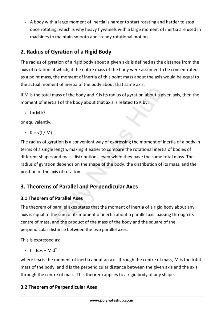 Moment of Inertia Notes PDF | Applied Physics 1 Free Study Materials Poly Notes Hub Moment of Inertia Notes PDF | Applied Physics 1 Free Study Materials - Poly Notes Hub