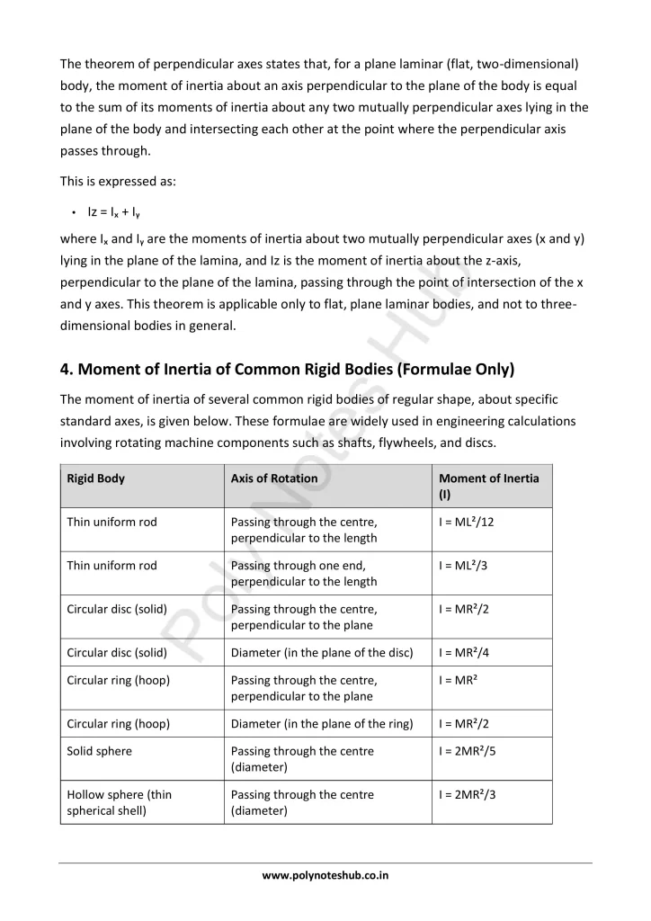 Moment of Inertia Notes PDF | Applied Physics 1 Free Study Materials Poly Notes Hub Moment of Inertia Notes PDF | Applied Physics 1 Free Study Materials - Poly Notes Hub