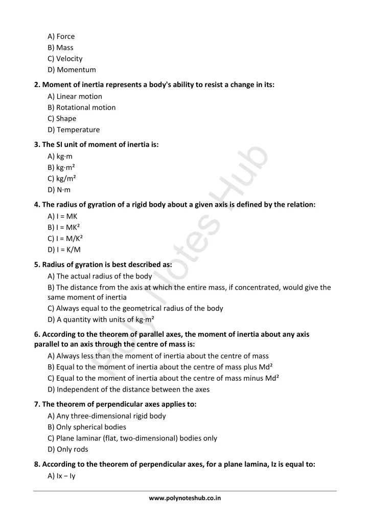 Moment of Inertia Notes PDF | Applied Physics 1 Free Study Materials Poly Notes Hub Moment of Inertia Notes PDF | Applied Physics 1 Free Study Materials - Poly Notes Hub
