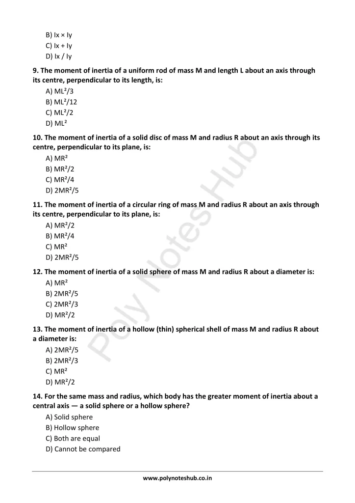 Moment of Inertia Notes PDF | Applied Physics 1 Free Study Materials Poly Notes Hub Moment of Inertia Notes PDF | Applied Physics 1 Free Study Materials - Poly Notes Hub