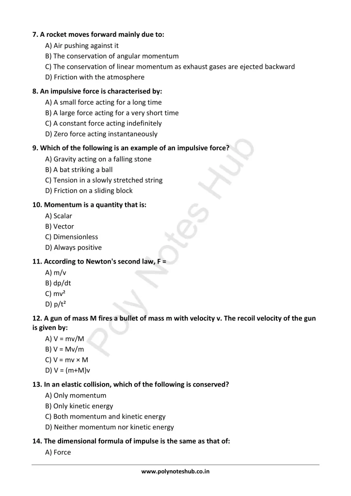 Force and Momentum Notes PDF | Applied Physics 1 Free Study Materials - Poly Notes Hub